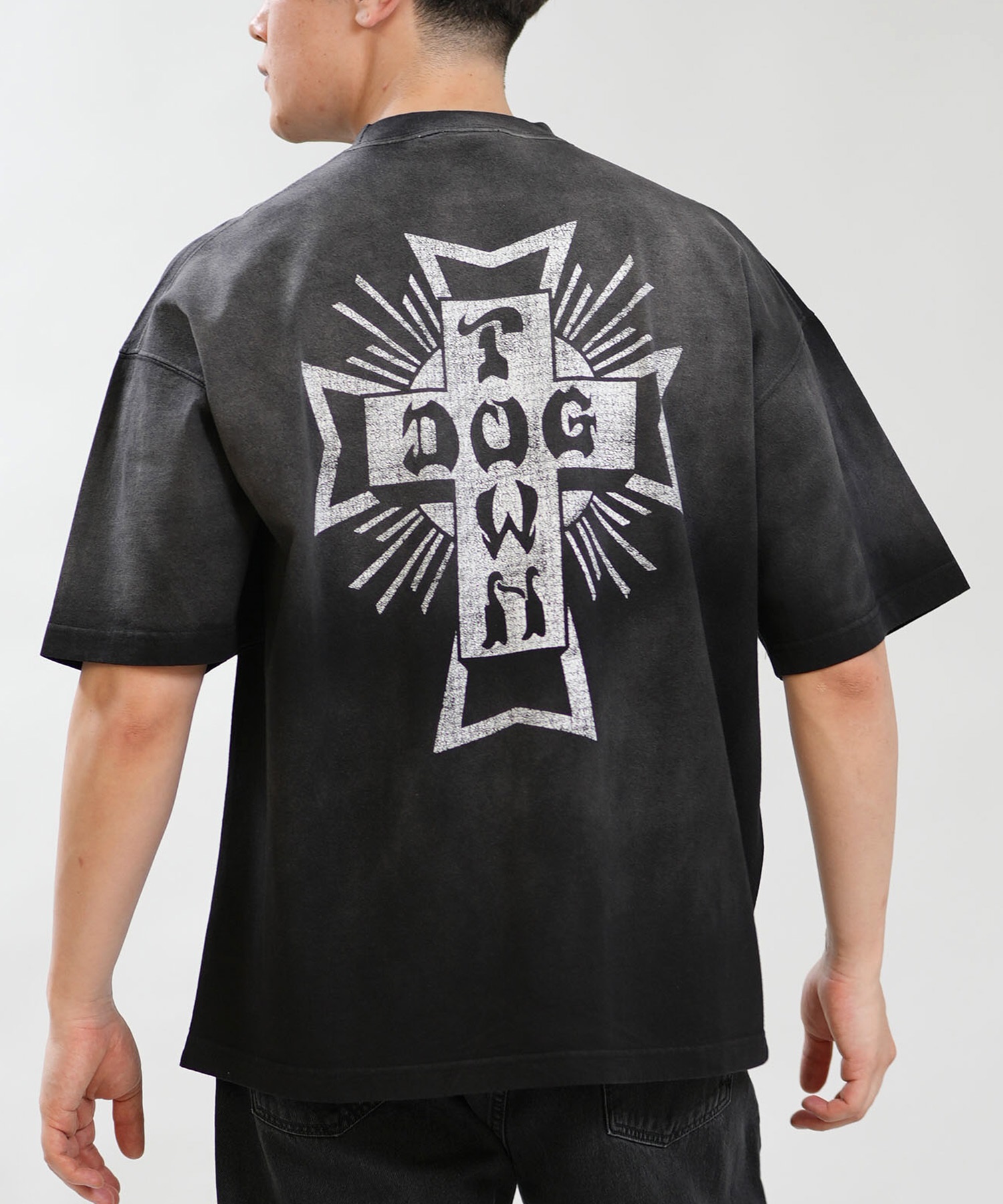 DOG TOWN バックプリント Tシャツ 黒 XLサイズ DOGTOWN ドッグタウン 半袖 Tシャツ メンズ バックプリント 古着風