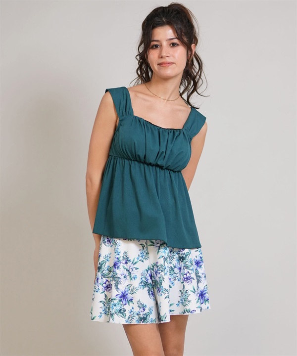 Beach Queen ビーチクイーン 水着 セット タンキニ レディース 3点セット ギャザー ペプラム 413620 ムラサキスポーツ限定