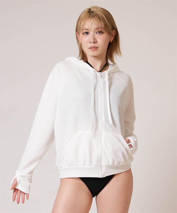 Beach Queen ビーチクイーン 水着 ラッシュガード ジップアップ パーカー レディース ワッフルフーディーパーカー 413870