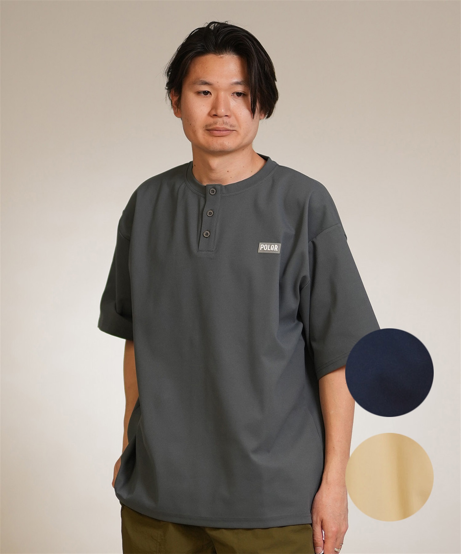 POLER ポーラー 半袖 Tシャツ メンズ 水陸両用 FURRY FONT DRY HENLEY