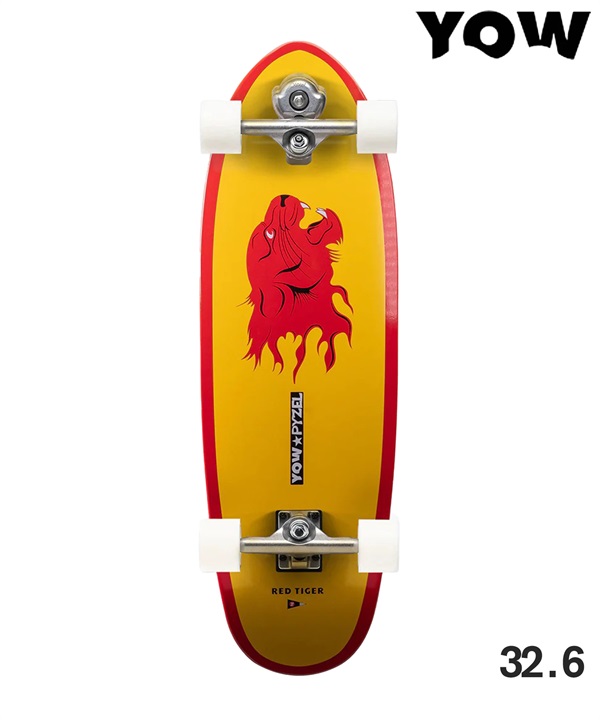YOW ヤウ サーフ スケートボード コンプリート 32.6inch PYZEL RED TIGER
