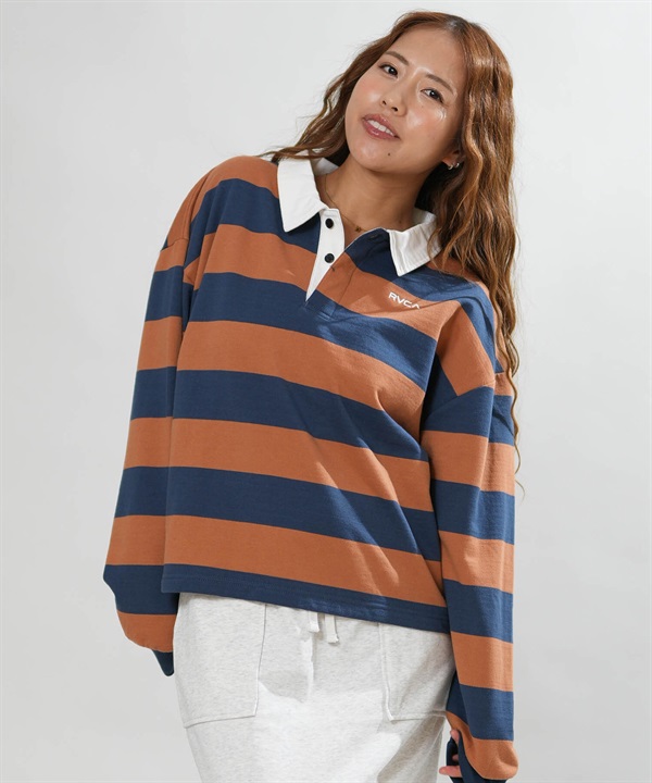 RVCA ルーカ 長袖 Tシャツ ロンT レディース ボーダー CROPPED RUGBY BG044006