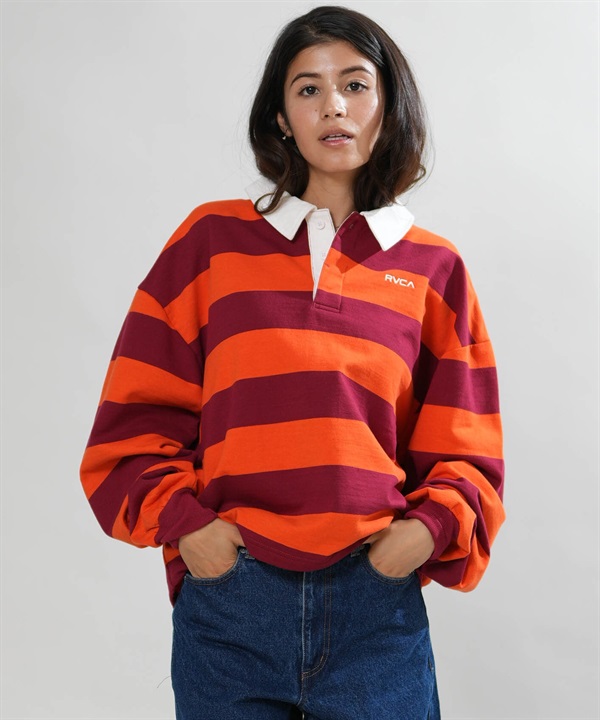 RVCA ルーカ 長袖 Tシャツ ロンT レディース ボーダー CROPPED RUGBY BG044006