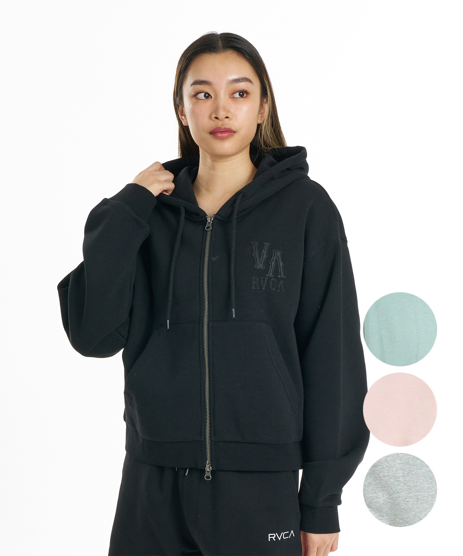 RVCA ルーカ ジップアップ パーカー フーディー レディース クロップド