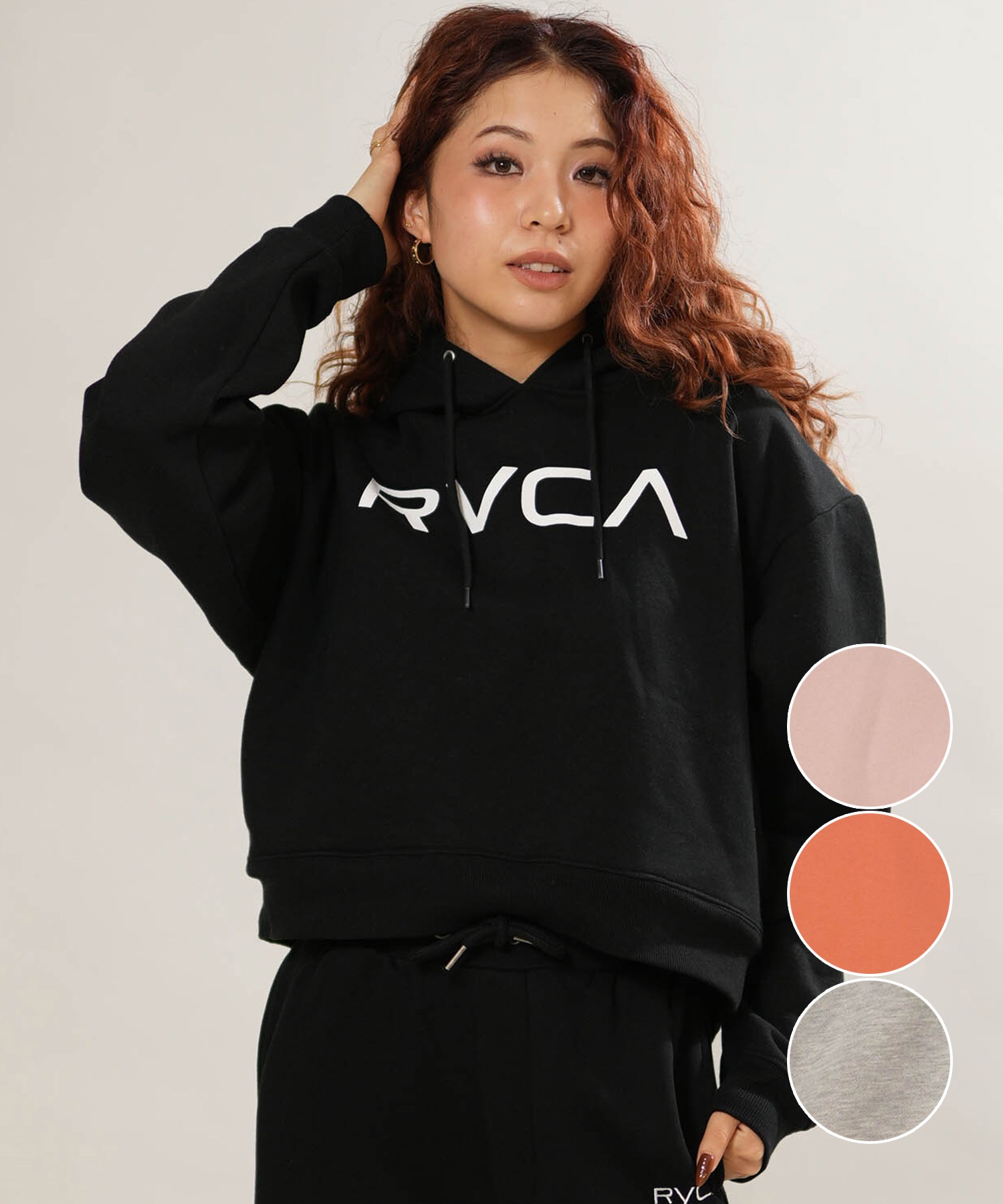 RVCA ルーカ プルオーバー パーカー フーディー レディース クロップド