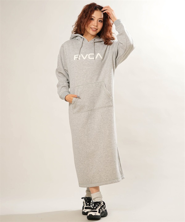 RVCA ルーカ ワンピース レディース 長袖 パーカー ロング丈 ロゴ BG044P03