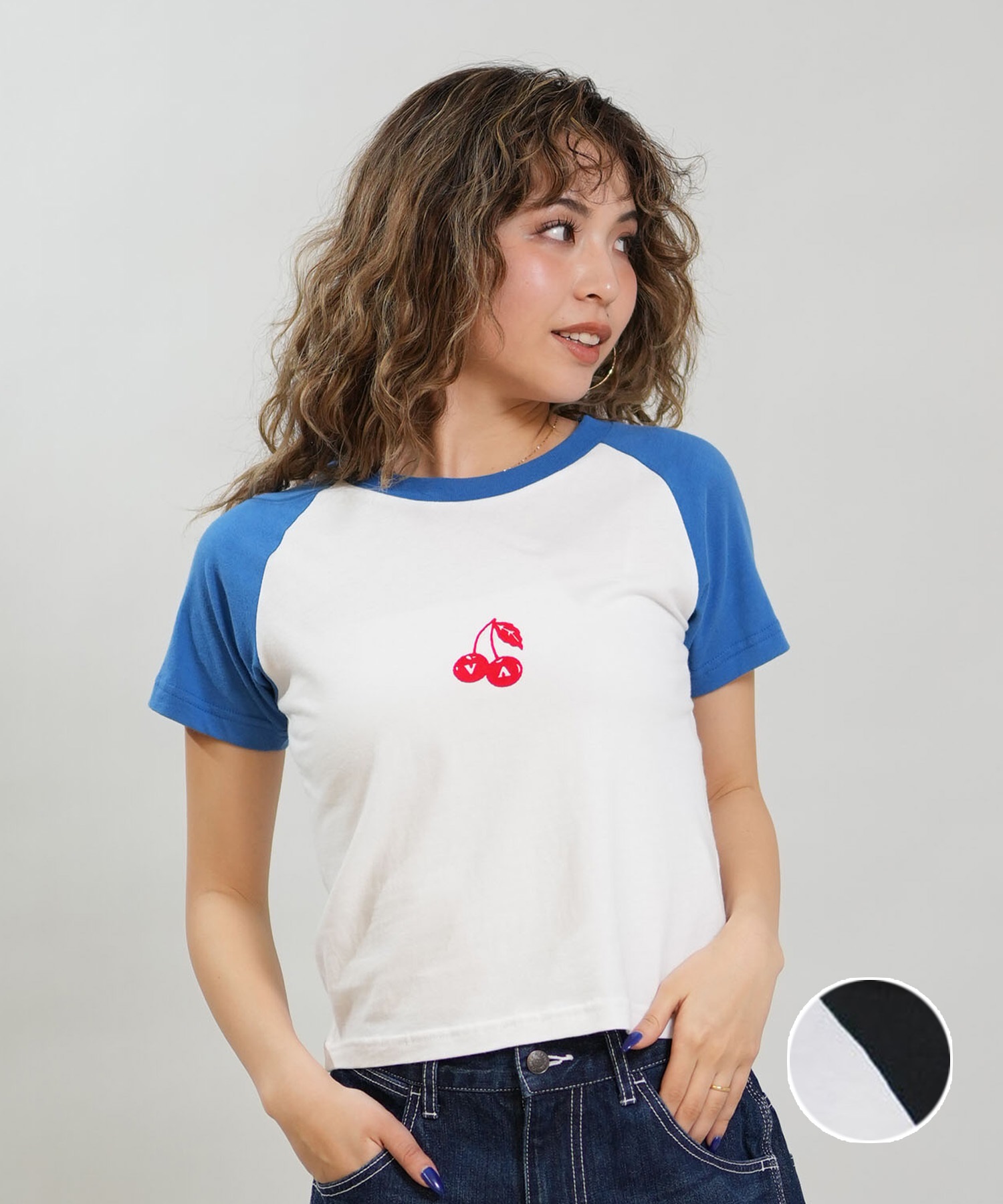 RVCA ルーカ 半袖 Tシャツ レディース クロップド丈 ショート丈 ROAM RAGLAN CROPPED BABY TEE BG043204(BLK-S)