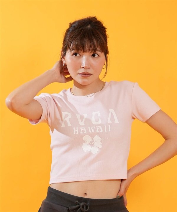 RVCA ルーカ 半袖 Tシャツ レディース クロップド丈 ショート丈 RHINESTONE MINI TEE BG04C216