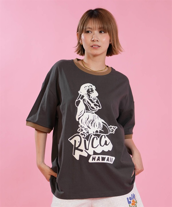 RVCA ルーカ 半袖 Tシャツ レディース オーバーサイズ HULA RINGER BAGGIE TEE BG04C218