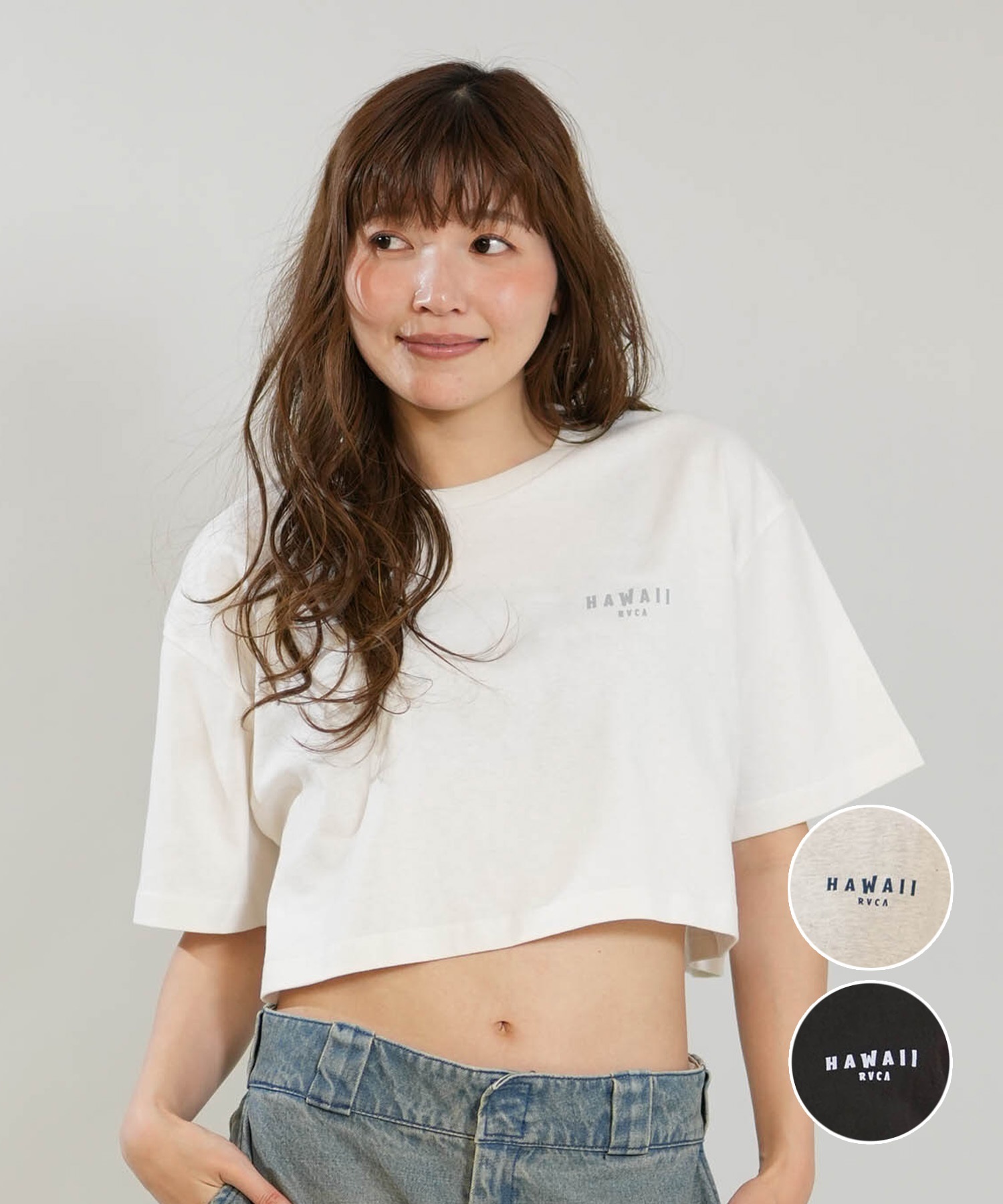 RVCA ルーカ 半袖 Tシャツ レディース クロップド丈 ショート丈 HAWAII