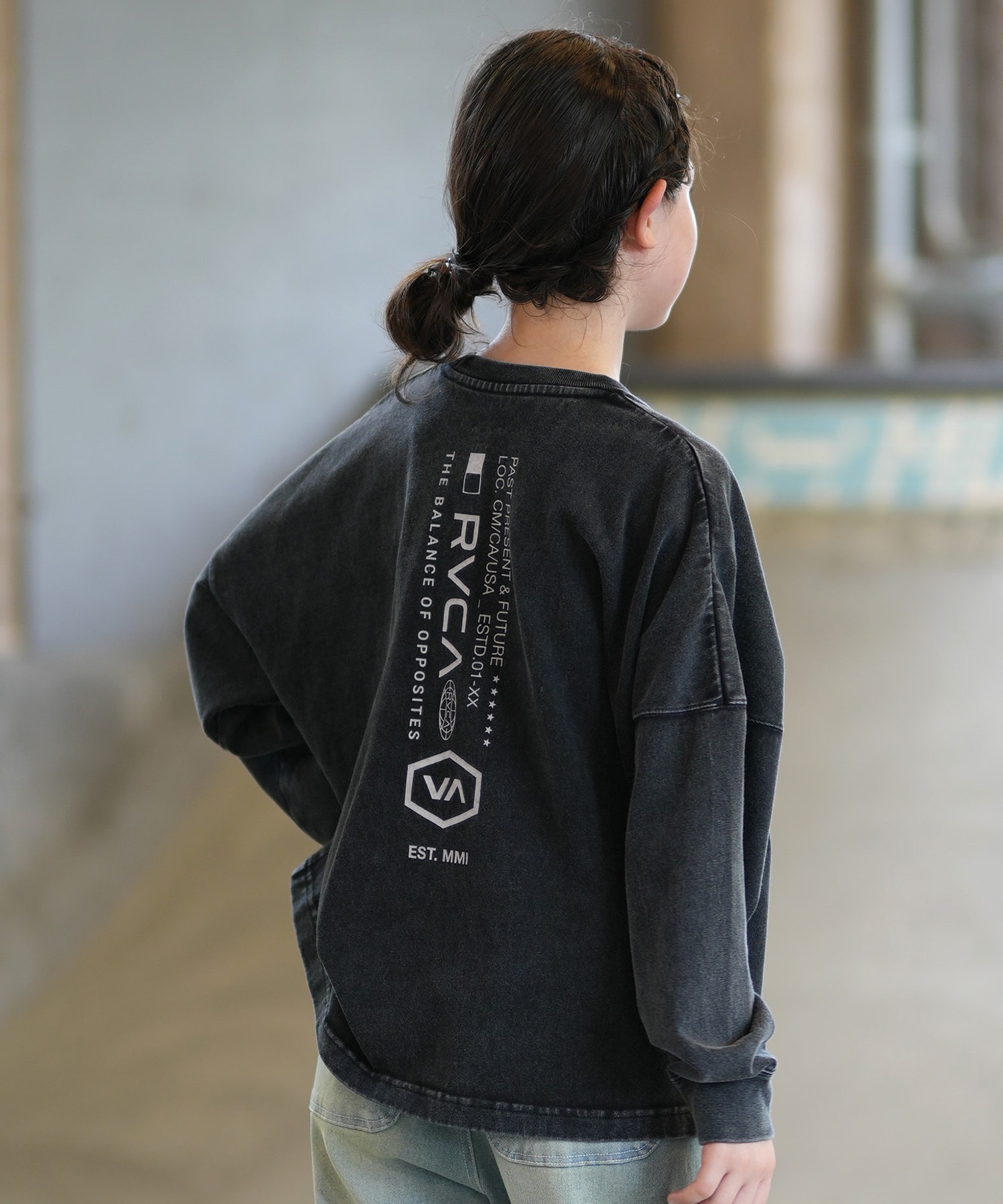 RVCA ルーカ 長袖 Tシャツ ロンT キッズ 子供 ロゴ バックプリント 冷