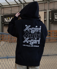 X-GIRL エックスガール ジップアップ パーカー レディース バックロゴ 裏毛 105254012027 ムラサキスポーツ限定(BLACK-S)
