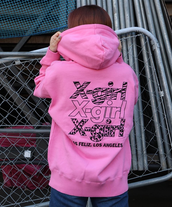 X-GIRL エックスガール ジップアップ パーカー レディース バックロゴ 裏毛 105254012027 ムラサキスポーツ限定