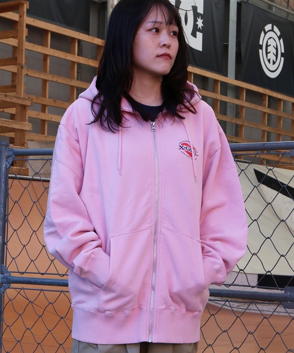 X-GIRL エックスガール ジップアップ パーカー レディース オーバーサイズ HEART LG ZIP SWT HD 105254012028