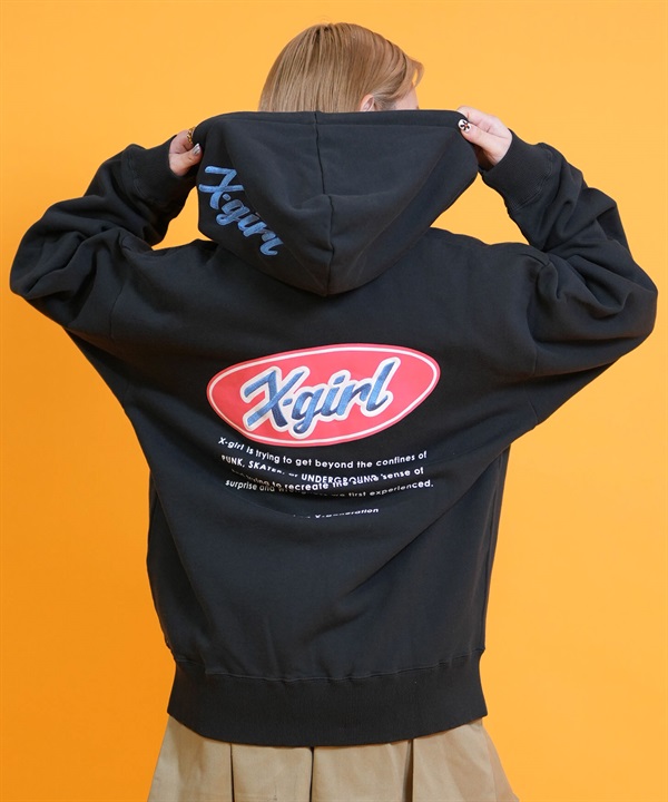 X-GIRL エックスガール ジップアップ パーカー レディース ロゴ バックプリント サガラ刺? 裏毛 105254012029 ムラサキスポーツ限定