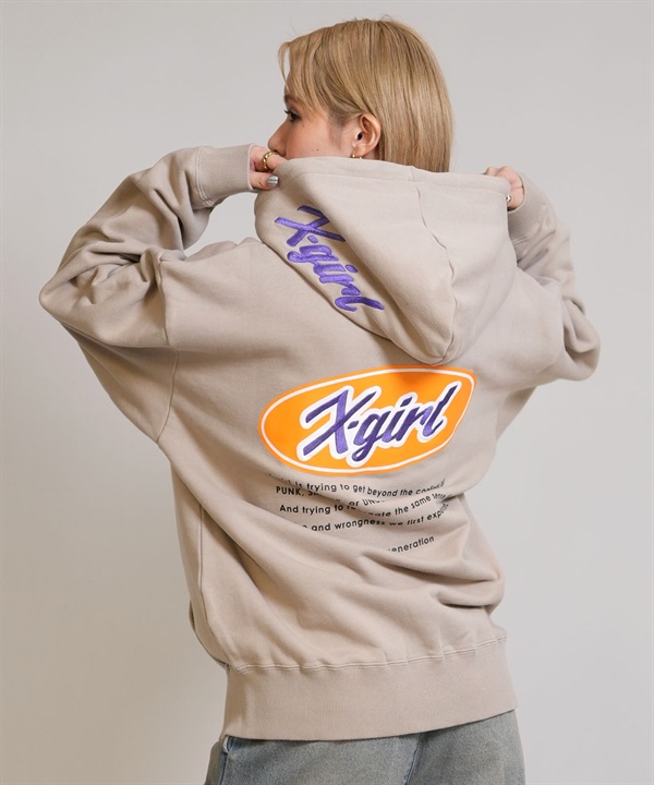 X-GIRL エックスガール ジップアップ パーカー レディース ロゴ バックプリント サガラ刺? 裏毛 105254012029 ムラサキスポーツ限定