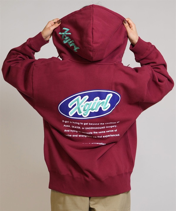 X-GIRL エックスガール ジップアップ パーカー レディース ロゴ バックプリント サガラ刺? 裏毛 105254012029 ムラサキスポーツ限定