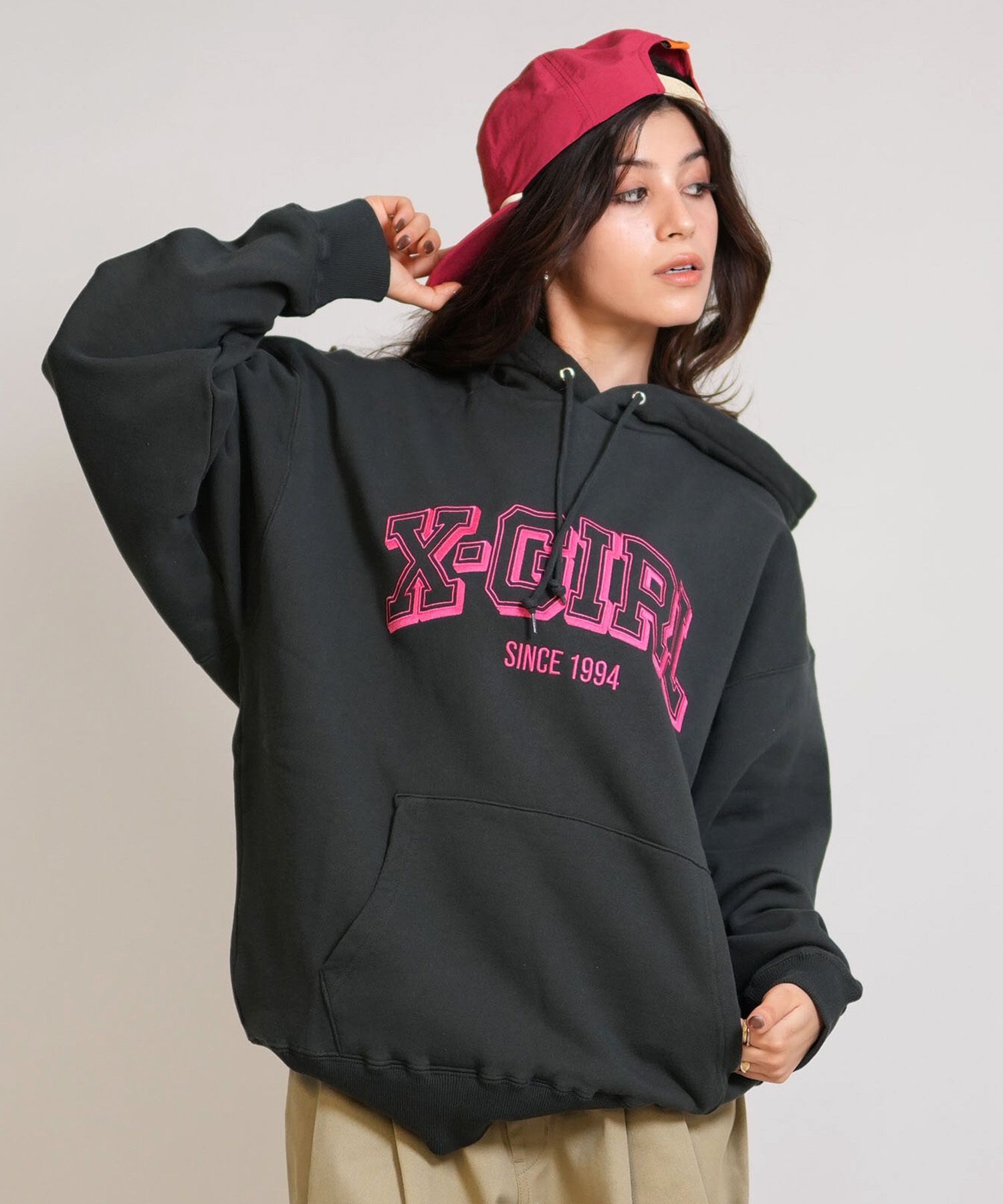 リベラド ブルゾン パーカー レディース X-GIRL エックスガール プルオーバー パーカー レディース ロゴ サガラ