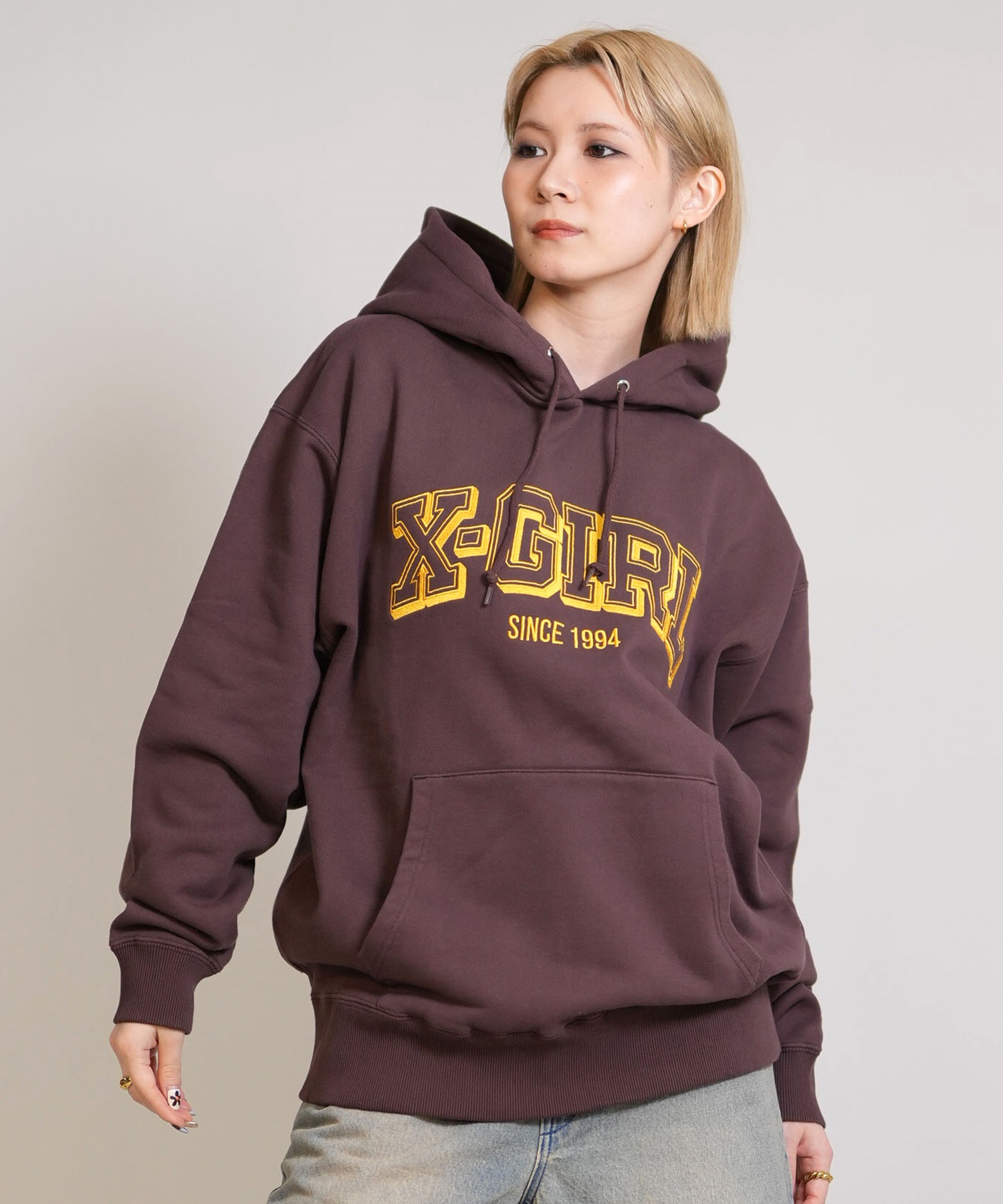 X-GIRL エックスガール プルオーバー パーカー レディース ロゴ サガラ