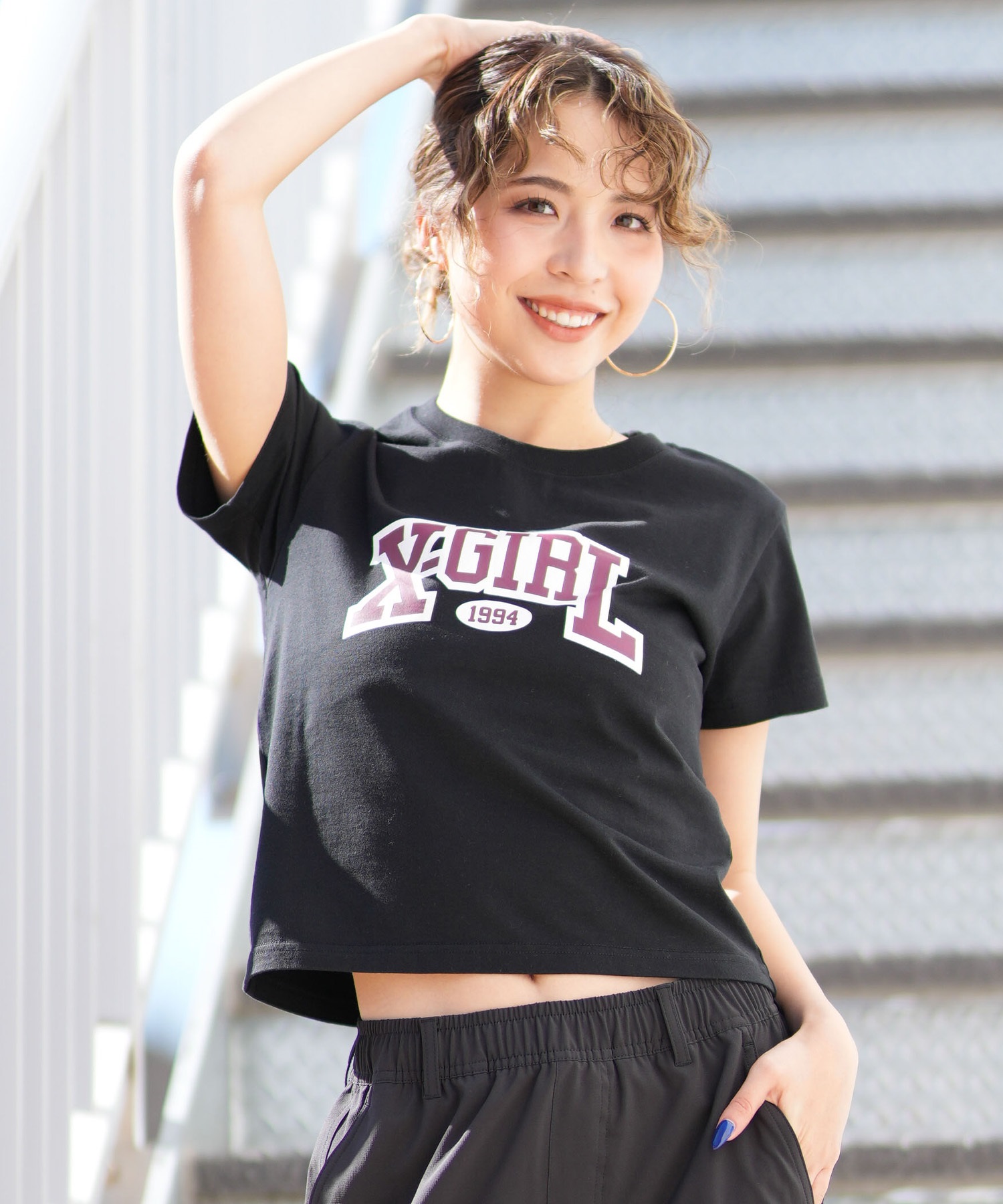 お値下げ可✨X-GIRL クロップドTシャツセット ホワイト ブラック X-GIRL エックスガール 半袖 Tシャツ レディース クロップド丈