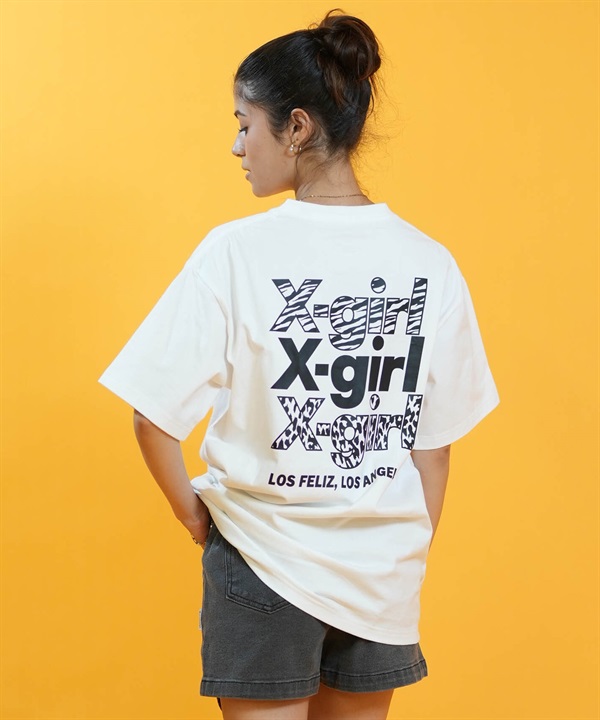 X-GIRL エックスガール 半袖 Tシャツ レディース バックプリント アニマル柄 ロゴ 105263011022 ムラサキスポーツ限定