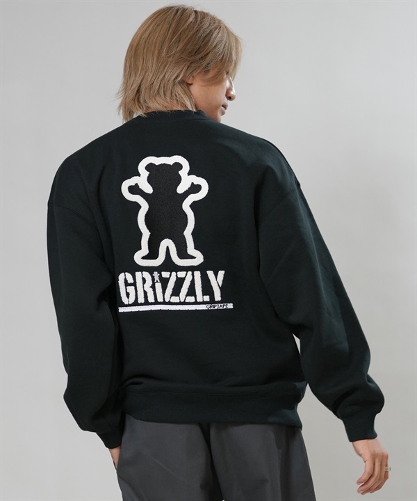 GRIZZLY グリズリー トレーナー スウェット メンズ バックプリント ロゴ EMBROIDERY BEAR CREW NECK G26FW-4302 ムラサキスポーツ限定