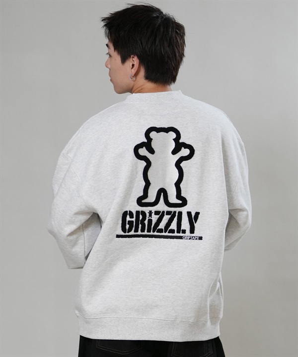 GRIZZLY グリズリー トレーナー スウェット メンズ バックプリント ロゴ EMBROIDERY BEAR CREW NECK G26FW-4302 ムラサキスポーツ限定