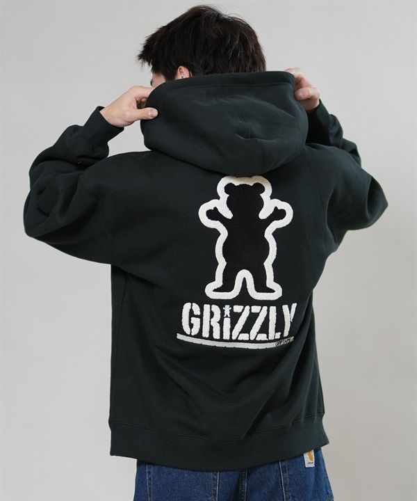GRIZZLY グリズリー プルオーバー パーカー フーディー メンズ バックプリント ロゴ EMBROIDERY BEAR HOODIE G26FW-4304 ムラサキスポーツ限定