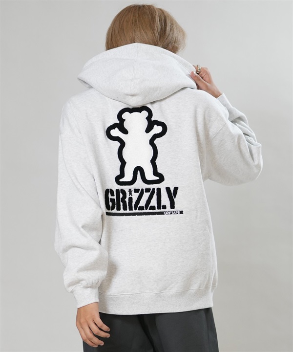 GRIZZLY グリズリー プルオーバー パーカー フーディー メンズ バックプリント ロゴ EMBROIDERY BEAR HOODIE G26FW-4304 ムラサキスポーツ限定