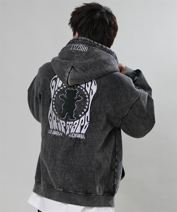 GRIZZLY グリズリー ジップアップ パーカー フーディー メンズ バックプリント ロゴ WILD CREST ZIP HOODIE G26FW-4306 ムラサキスポーツ限定