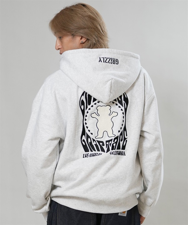 GRIZZLY グリズリー ジップアップ パーカー フーディー メンズ バックプリント ロゴ WILD CREST ZIP HOODIE G26FW-4306 ムラサキスポーツ限定