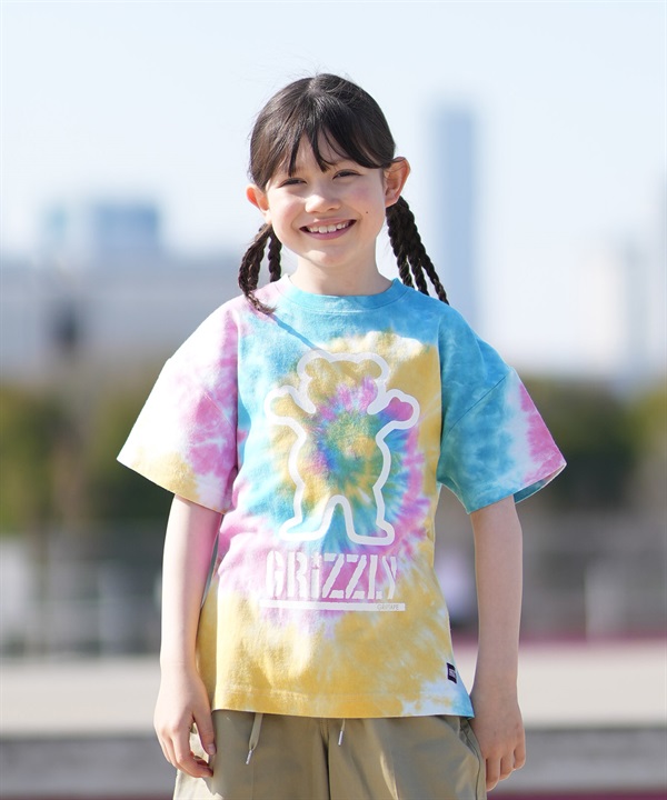 GRIZZLY グリズリー 半袖 Tシャツ キッズ ジュニア 子供 タイダイ 75163127