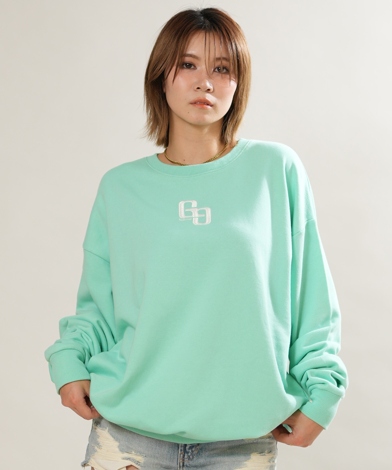 GYDA ジェイダ 長袖 Tシャツ ロンT レディース ラインストーン ロゴ