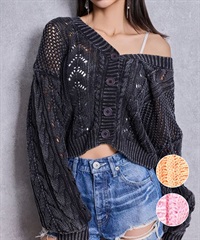 GYDA ジェイダ カーディガン レディース クロップド丈 ショート丈 2WAYメッシュブリーチニットトップス 72622602201(BLK-FREE)