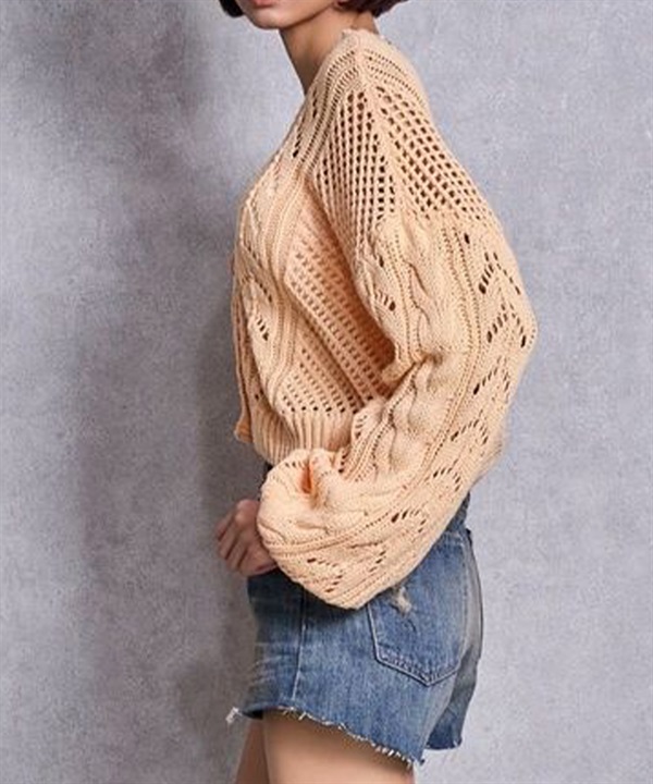 GYDA ジェイダ カーディガン レディース クロップド丈 ショート丈 2WAYメッシュブリーチニットトップス 72622602201