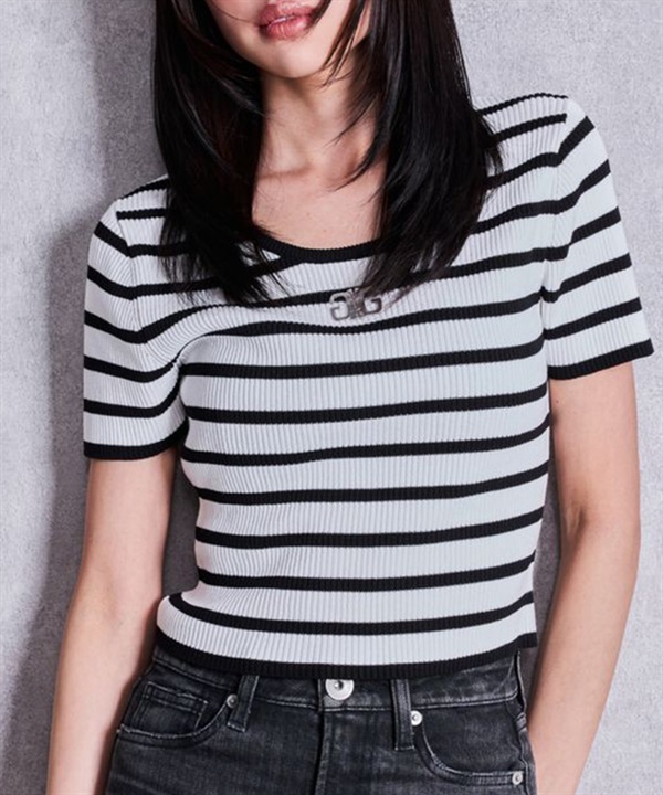 GYDA ジェイダ ニット セーター レディース クロップド丈 ショート丈 GYDAプレートハーフスリーブニットTOPS 72632640001