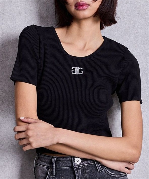 GYDA ジェイダ ニット セーター レディース クロップド丈 ショート丈 GYDAプレートハーフスリーブニットTOPS 72632640001