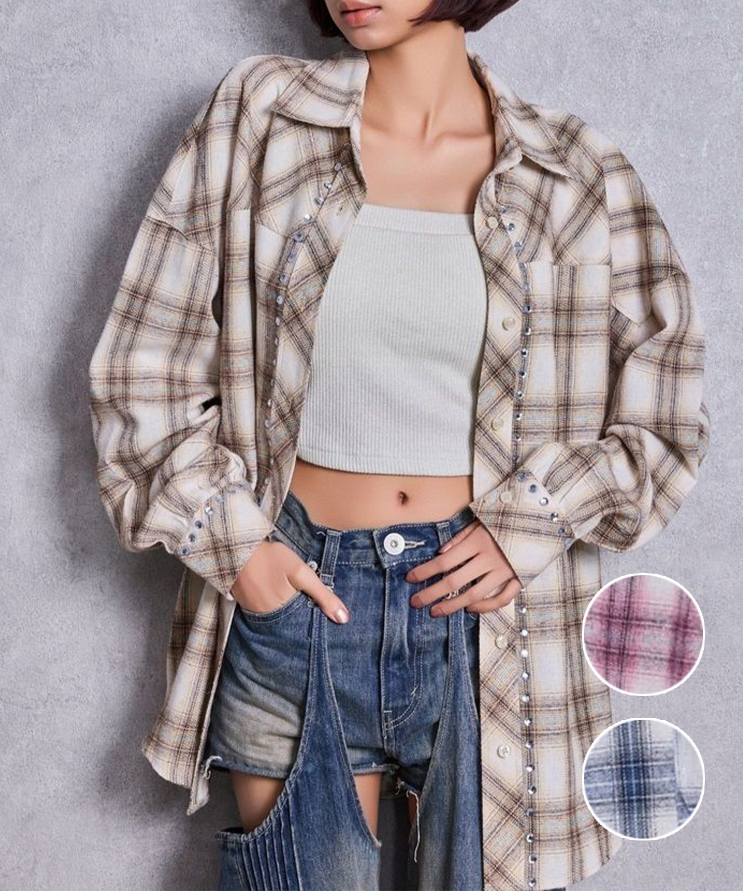 GYDA ジェイダ 長袖 シャツ レディース チェック bijouチェックシャツ 