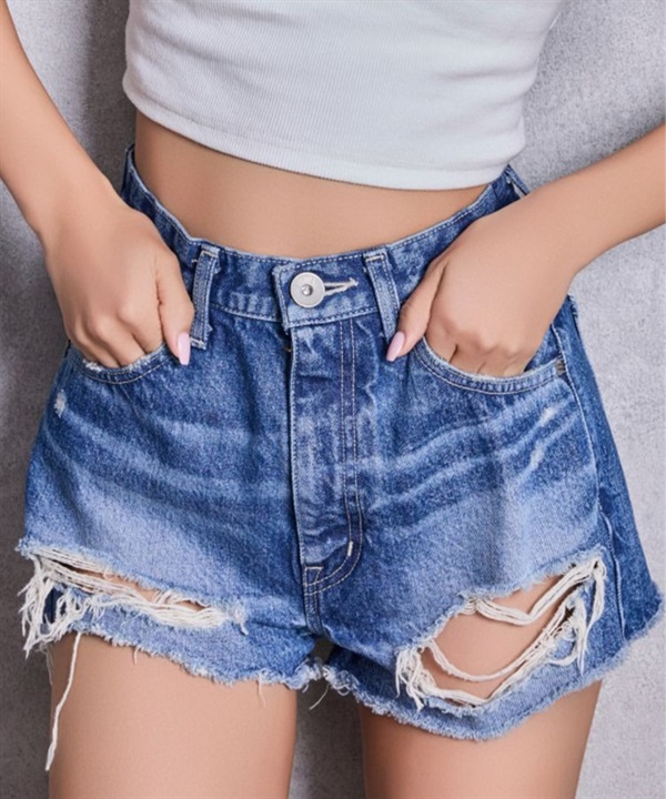 GYDA ジェイダ ハーフパンツ ショートパンツ レディース デニム パンツ Gパン ハイウエストBACK RIPPEDデニムショートパンツ 72622402401