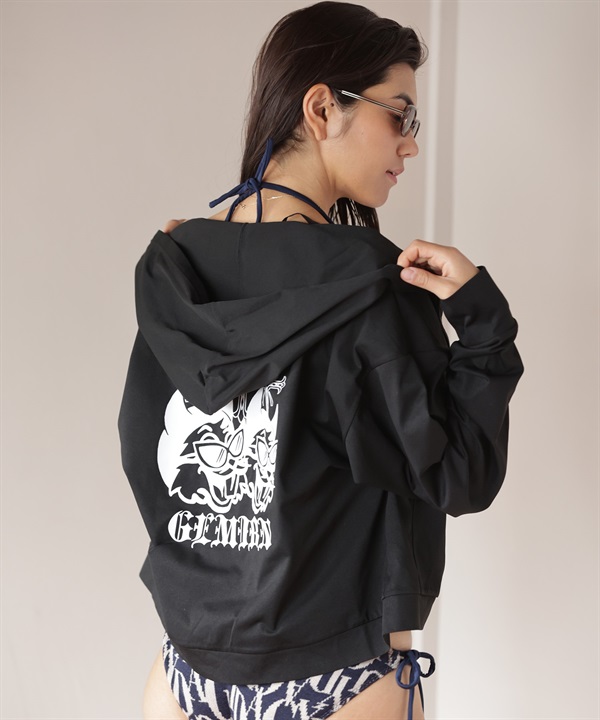 GYDA ジェイダ 水着 ラッシュガード ジップアップ パーカー レディース GEMIEN バックプリント 414590 ムラサキスポーツ限定