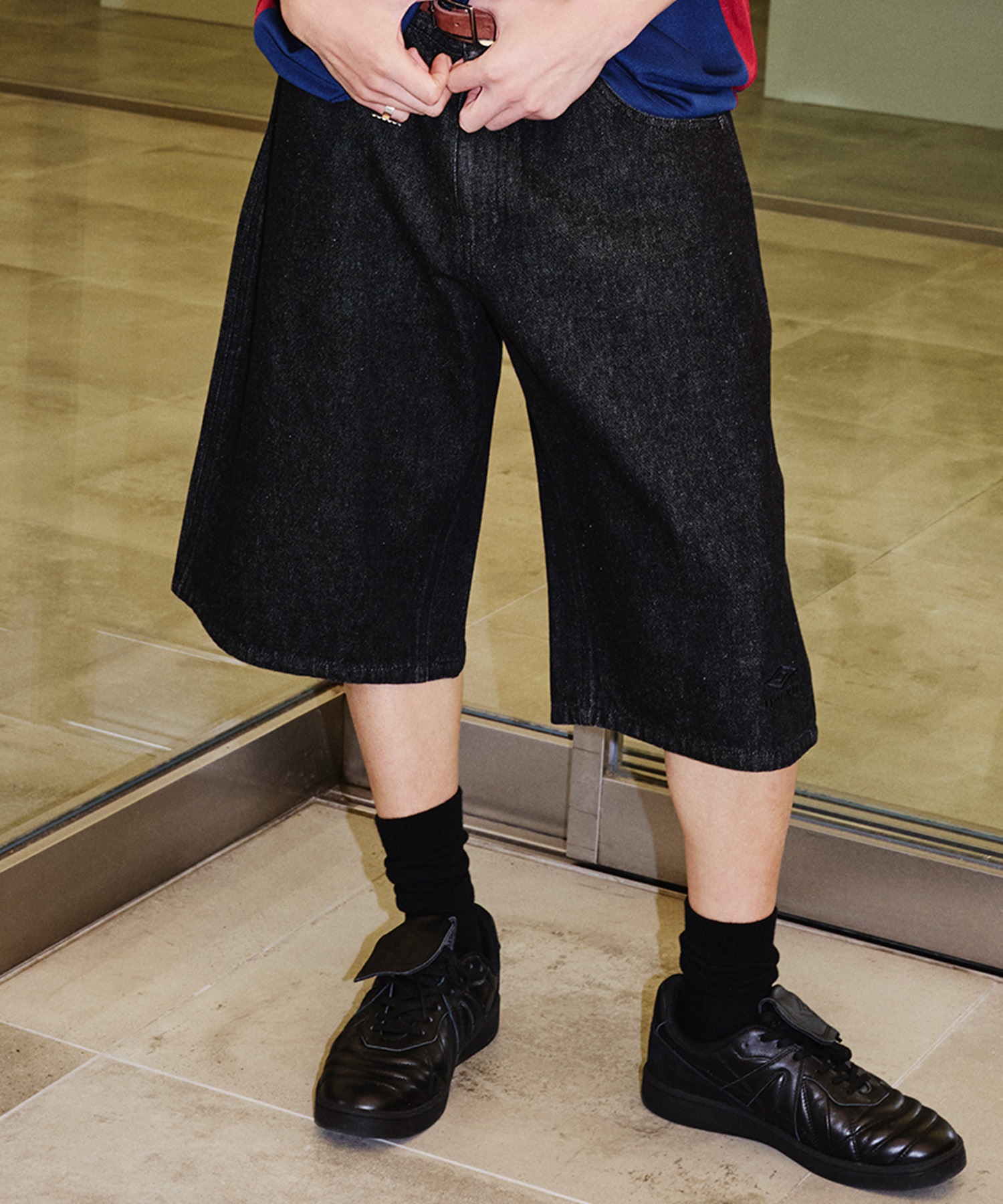 【予約商品 5月上旬より順次発送】UMBRO アンブロ × ALAN SHIRAHAMA デニムショーツ UM26SSAL-PT03(BLACK-M)