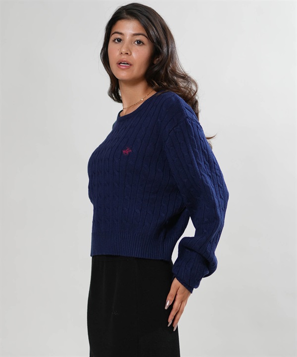 BEVERY HILLS P.C ビバリーヒルズポロクラブ ニット セーター レディース ケーブルアミクロップドニット 6487-0754