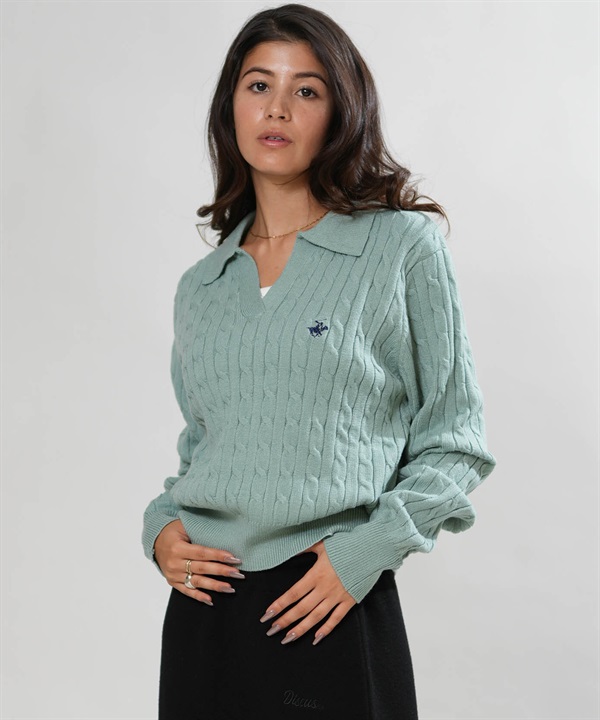 BEVERY HILLS P.C ビバリーヒルズポロクラブ ニット セーター レディース ケーブルアミスキッパーポロ 6487-0755