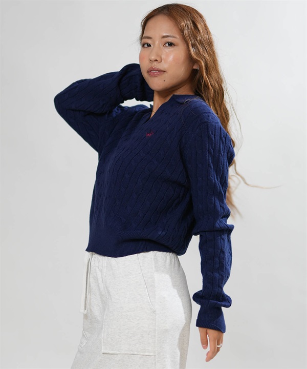 BEVERY HILLS P.C ビバリーヒルズポロクラブ ニット セーター レディース ケーブルアミスキッパーポロ 6487-0755