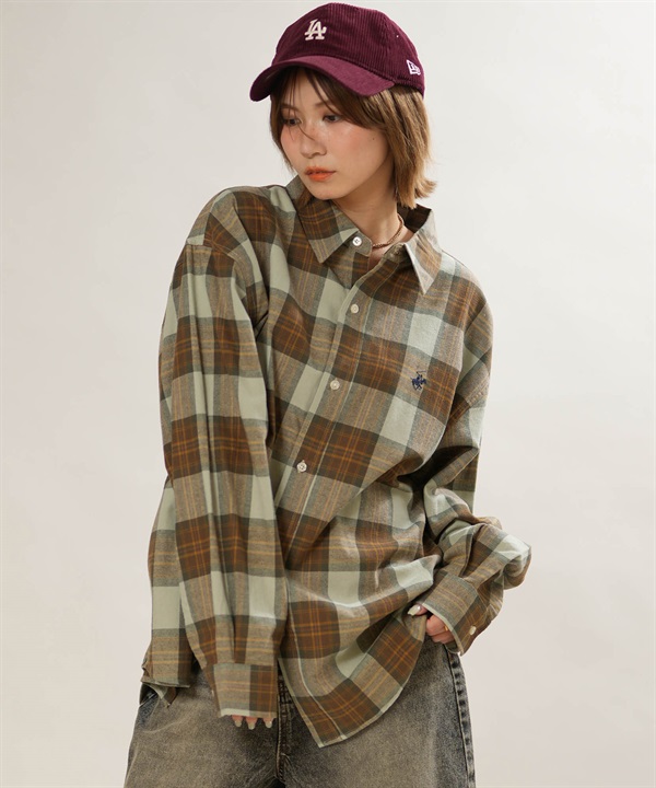 BEVERY HILLS P.C ビバリーヒルズポロクラブ 長袖 シャツ レディース オーバーサイズ BHPCルーズネルチェックシャツ 6487-0142