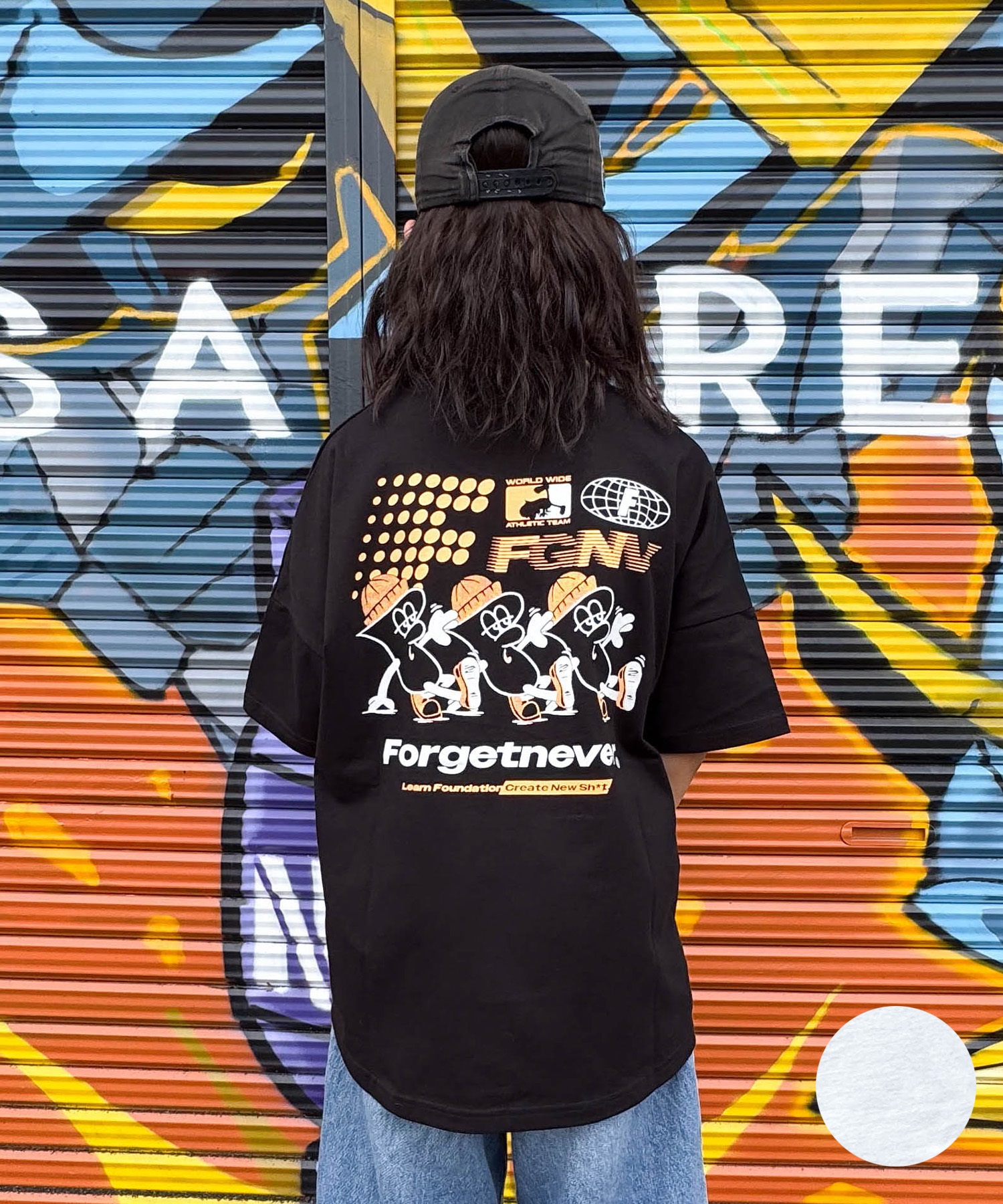 FORGET NEVER フォーゲットネバー 半袖 Tシャツ キッズ ジュニア 子供 グラフィックTシャツ 263OO3ST942FN ムラサキスポーツ限定(BLK-130cm)