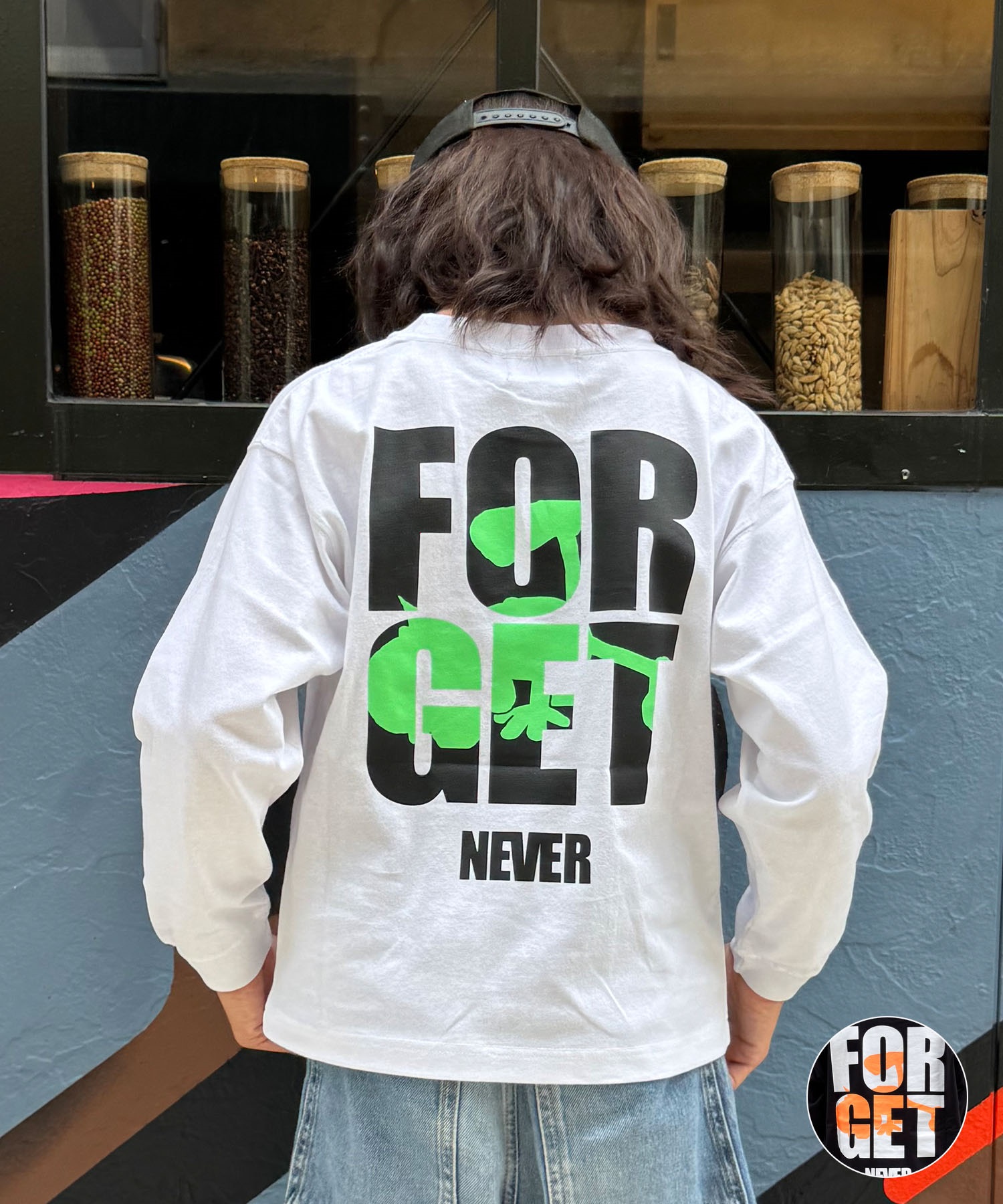 FORGET NEVER フォーゲットネバー 長袖 Tシャツ ロンT キッズ 子供 バックプリント 264OO3LT369FN(WHT-130cm)