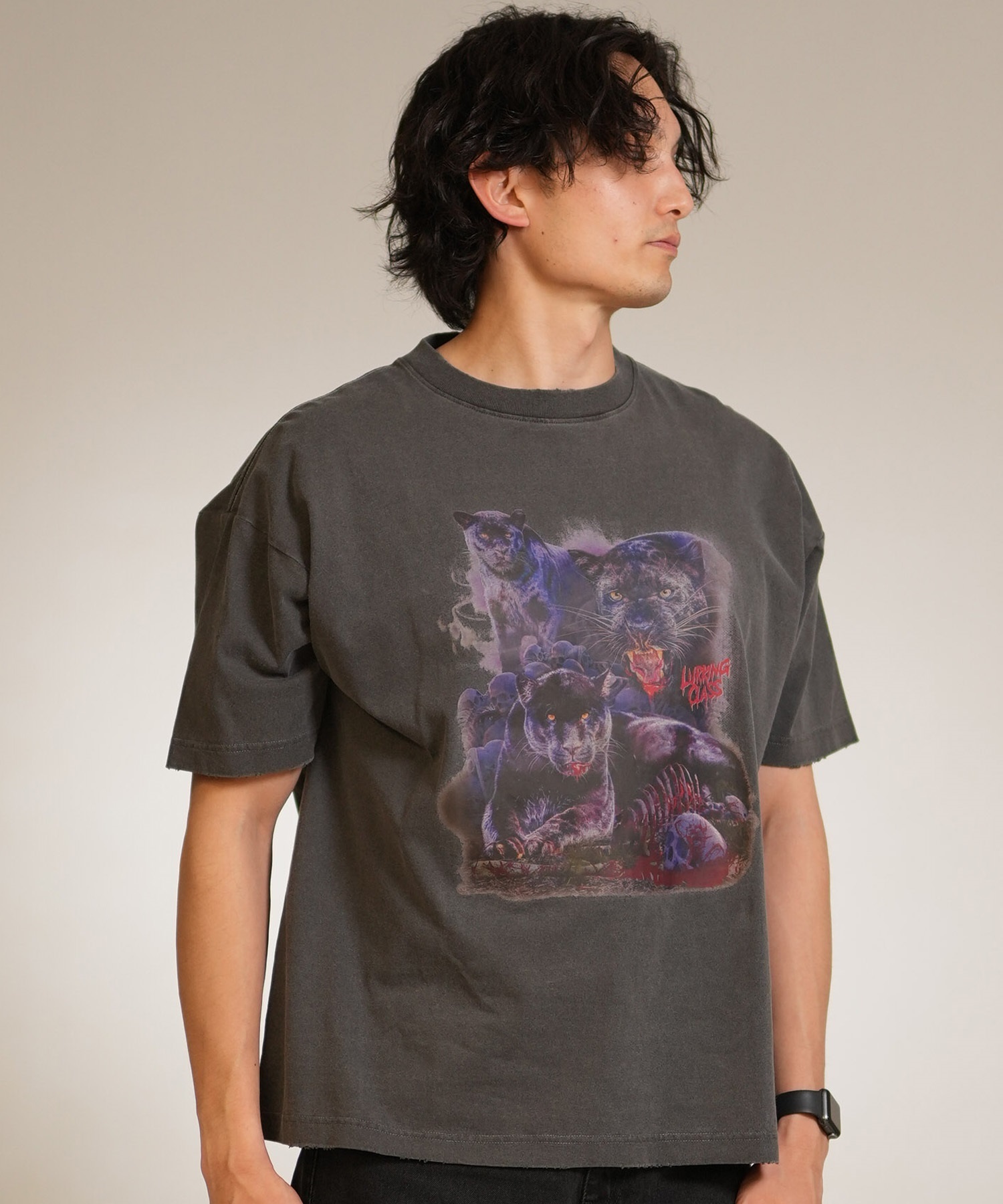 LURKING CLASS ラーキングクラス 半袖 Tシャツ メンズ PANTHER DAMAGED