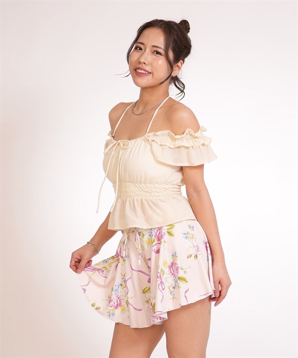 RINEN & COMPANY リネン アンド カンパニー 水着 3点セット レディース フリル シャーリング 花柄 S060010