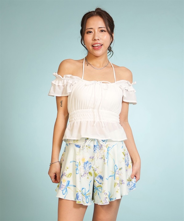 RINEN & COMPANY リネン アンド カンパニー 水着 3点セット レディース フリル シャーリング 花柄 S060010